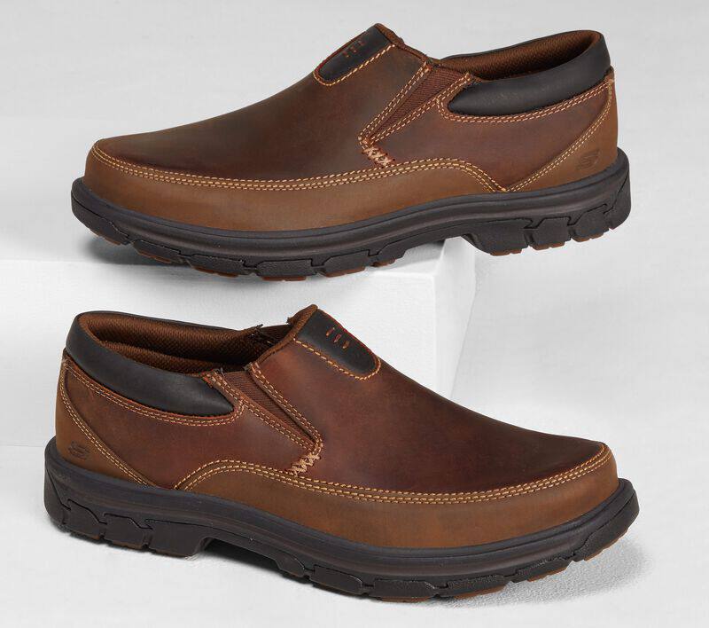 Skechers/斯凯奇男鞋休闲皮鞋套脚便鞋一脚蹬懒人鞋秋冬正品48966