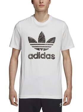 Adidas/阿迪达斯男士短袖T恤圆领半截袖纯棉透气美国直邮DH4810