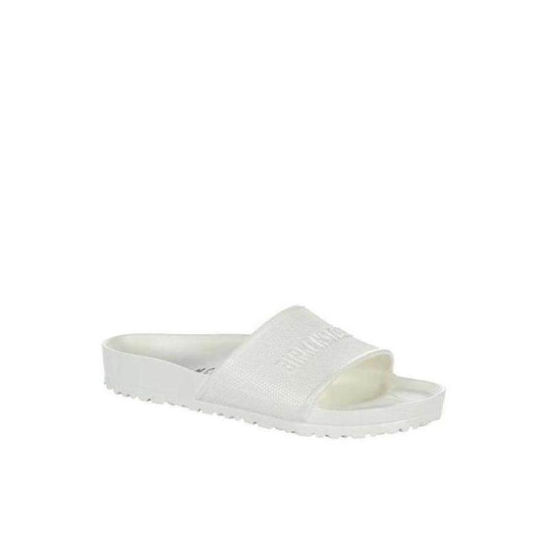 Birkenstock勃肯男夏季拖鞋凉爽圆头橡胶底简约白字母印花543013