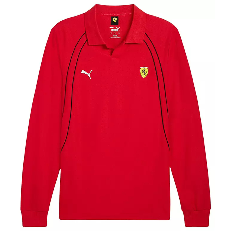 PUMA/彪马男士POLO衫运动T恤长袖红色法拉利联名款赛车服本命年