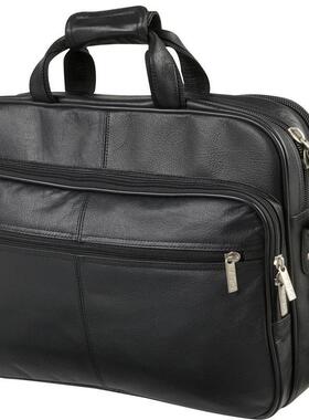 Amerileather男单肩包三层手提纯色皮包商务正品CT39-233362