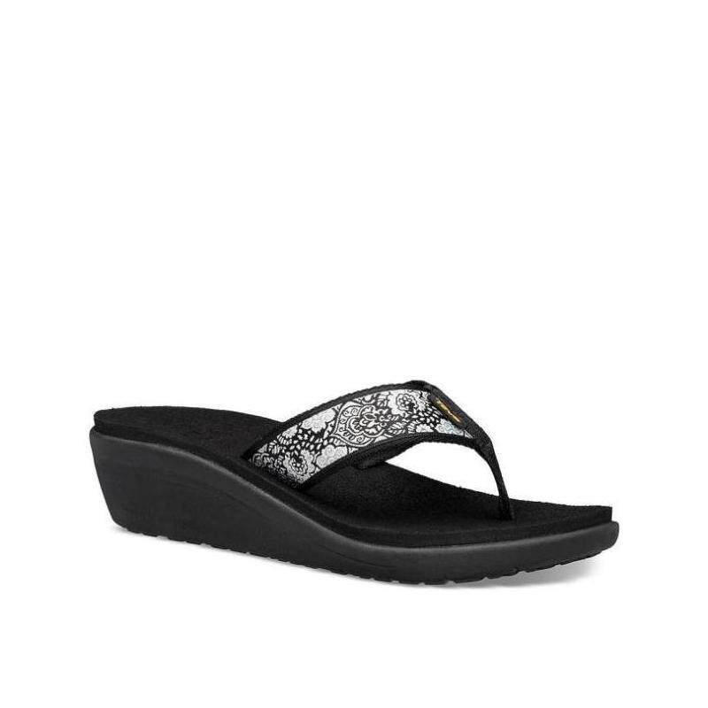 Teva/太哇女人字拖鞋高跟坡跟印花布面透气防水休闲正品472459