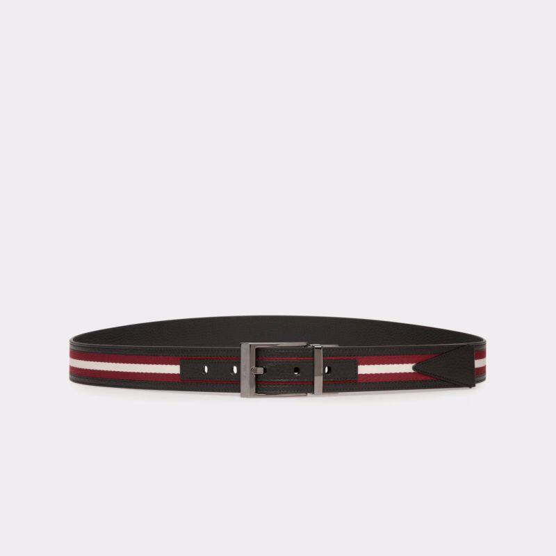 Bally/巴利腰带织物牛皮皮带男士裤带针扣裤腰带3.5cm宽双面轻奢