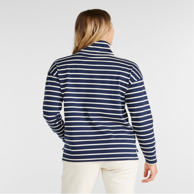 L.L. Bean/宾恩女士套头衫高领长袖条纹棉质舒适正品TA519617