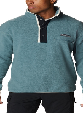 Columbia哥伦比亚男Helvetia按扣抓绒套头衫立领防风保暖套头户外