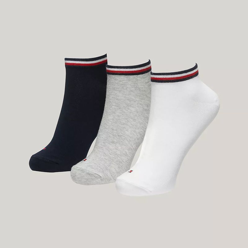TOMMY HILFIGER汤米运动袜女袜3双短筒短袜吸湿排汗透气健身跑步