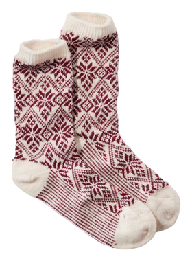 L.L.BEAN宾恩男士长袜Smartwool雪花案袜子冬袜羊毛加厚TA521914