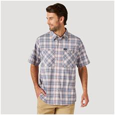 Рубашка мужская wrangler/威格男衬衫方领格子短袖休闲宽松舒适正品491050 Wrangler/491050