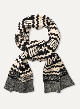 UGG女士围巾围脖帽子针织帽冬季新宠印花滑雪帽保暖户外防寒加厚