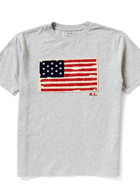 拉夫劳伦POLO RALPH LAUREN8-20男孩童装短袖美国国旗棉质针织t恤