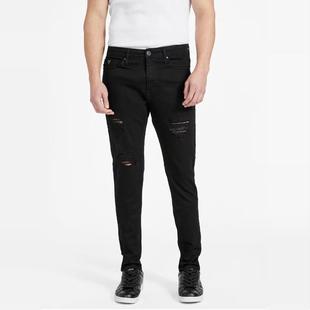 GUESS/盖尔斯男牛仔裤破洞棉弹黑色显瘦街头小脚裤紧身黑色牛仔裤