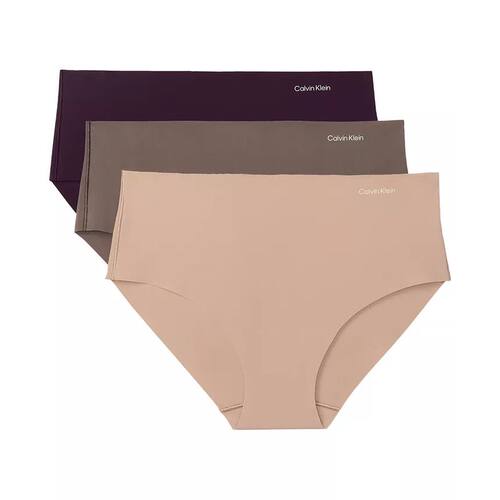 calvin klein内裤CK女内衣3条低腰三角裤柔软舒适光滑花边腰带