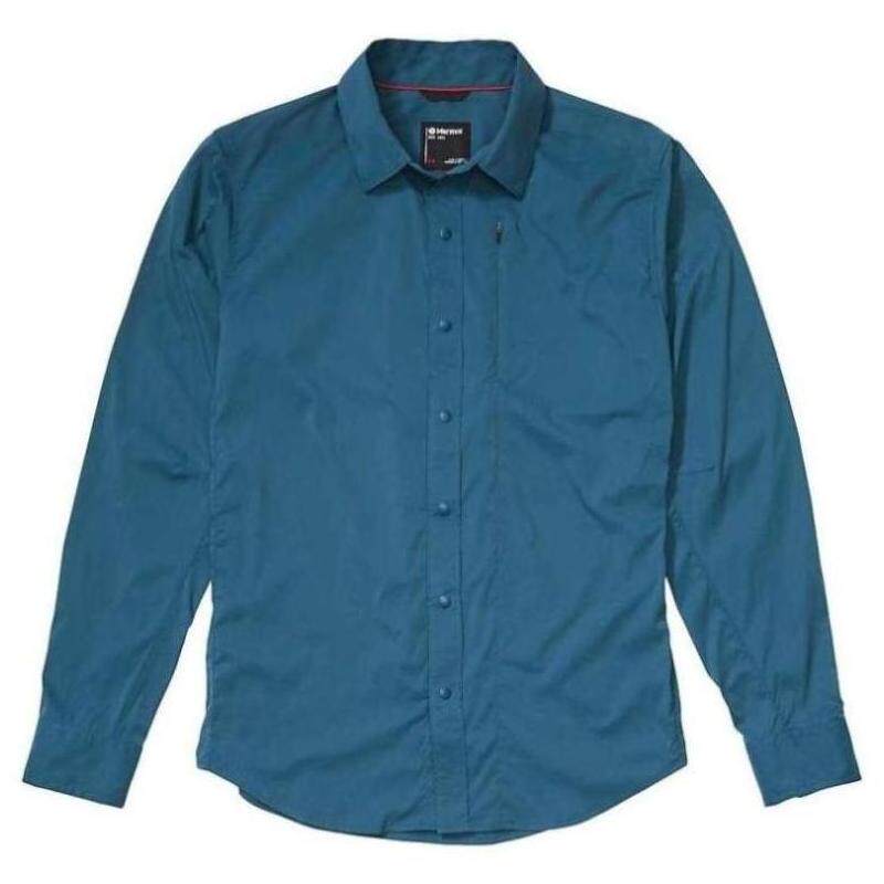 土拨鼠marmot马魔山男衬衫涤纶长袖方领宽松休闲春秋10474099