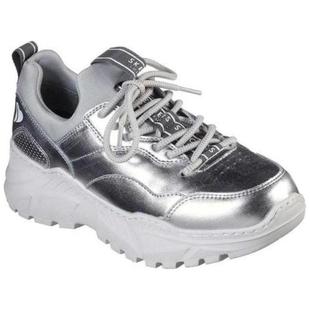斯凯奇女运动鞋 Skechers 包邮 正品 881801 银色透气厚底松糕老爹鞋