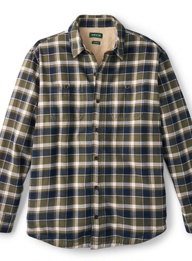 Orvis男士衬衫法兰绒羊羔绒长袖衬衣柔软冬季保暖格子衫美式男装