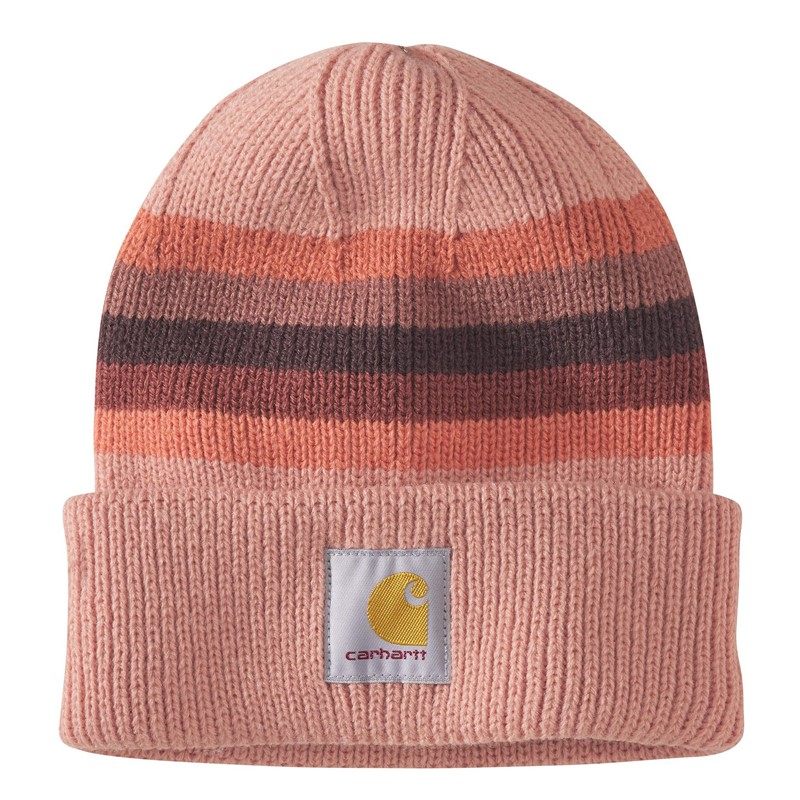 carhartt/卡哈特运动帽女式罗纹针织毛线帽条纹时尚新款秋冬正品