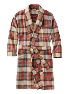 L.L.Bean男睡袍格子棉质系带保暖苏格兰简约舒适休闲TA100132