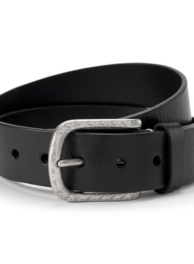 Orvis男士腰带做旧镍扣皮带真皮针扣裤腰带复古黑色耐磨美国直邮