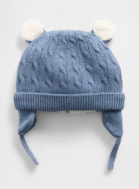 GAP盖璞帽子宝宝帽儿童帽毛线帽针织帽加绒小熊可爱柔软保暖秋冬