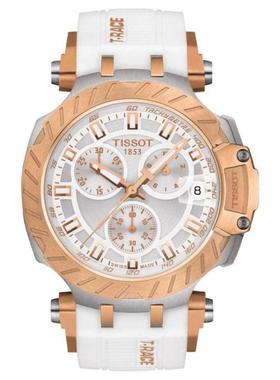 天梭女手表Tissot瑞士T-Race白色硅胶表带石英礼物T1154172701101