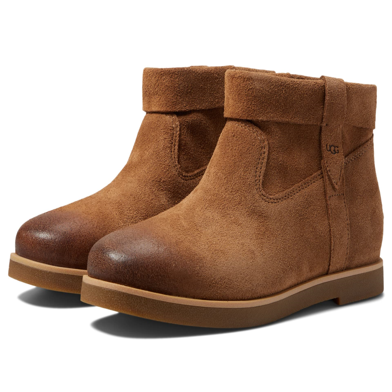 UGG女士短靴秋冬靴子侧拉链复古靴做旧真毛皮时装靴简约防滑新款