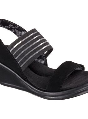 Skechers斯凯奇凉鞋女鞋女凉鞋夏季坡跟鞋单鞋黑色舒适夏季38472