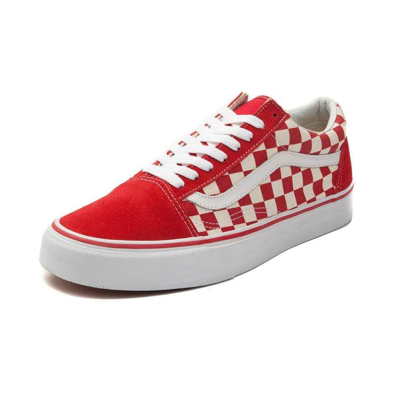 VANS女鞋低帮鞋中口平底系带红白格板鞋休闲鞋潮鞋春夏Old Skool