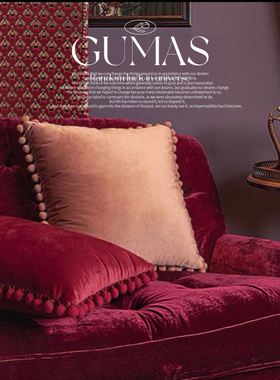 GUMAS家居ins风球球流苏边纯色靠枕靠垫北欧天鹅绒腰枕店长推荐