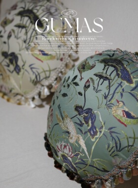 GUMAS夏日新品荷塘月色系列靠枕艺术抱枕圆形高档流苏靠垫