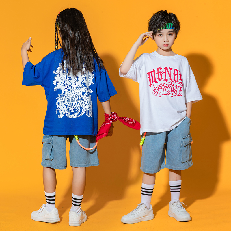 街舞儿童套装嘻哈短衫潮牌演出服