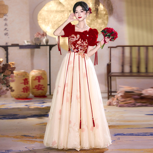 订婚礼服裙气质显瘦新娘回门晚礼服女 胖mm短袖 大码 敬酒服2026新款