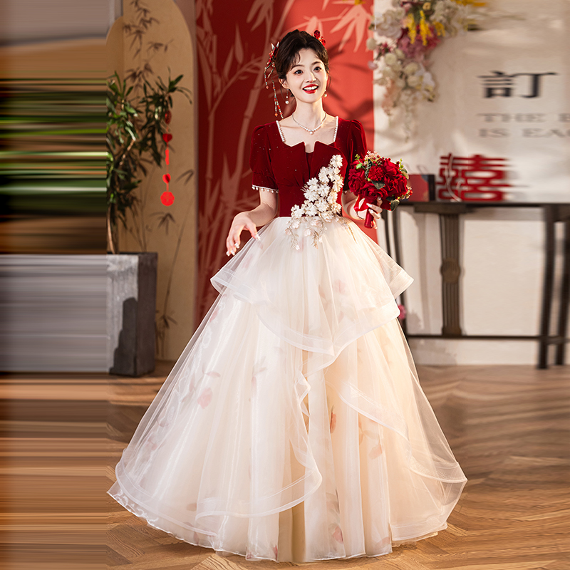 大码敬酒服新娘2025订婚晚礼服裙