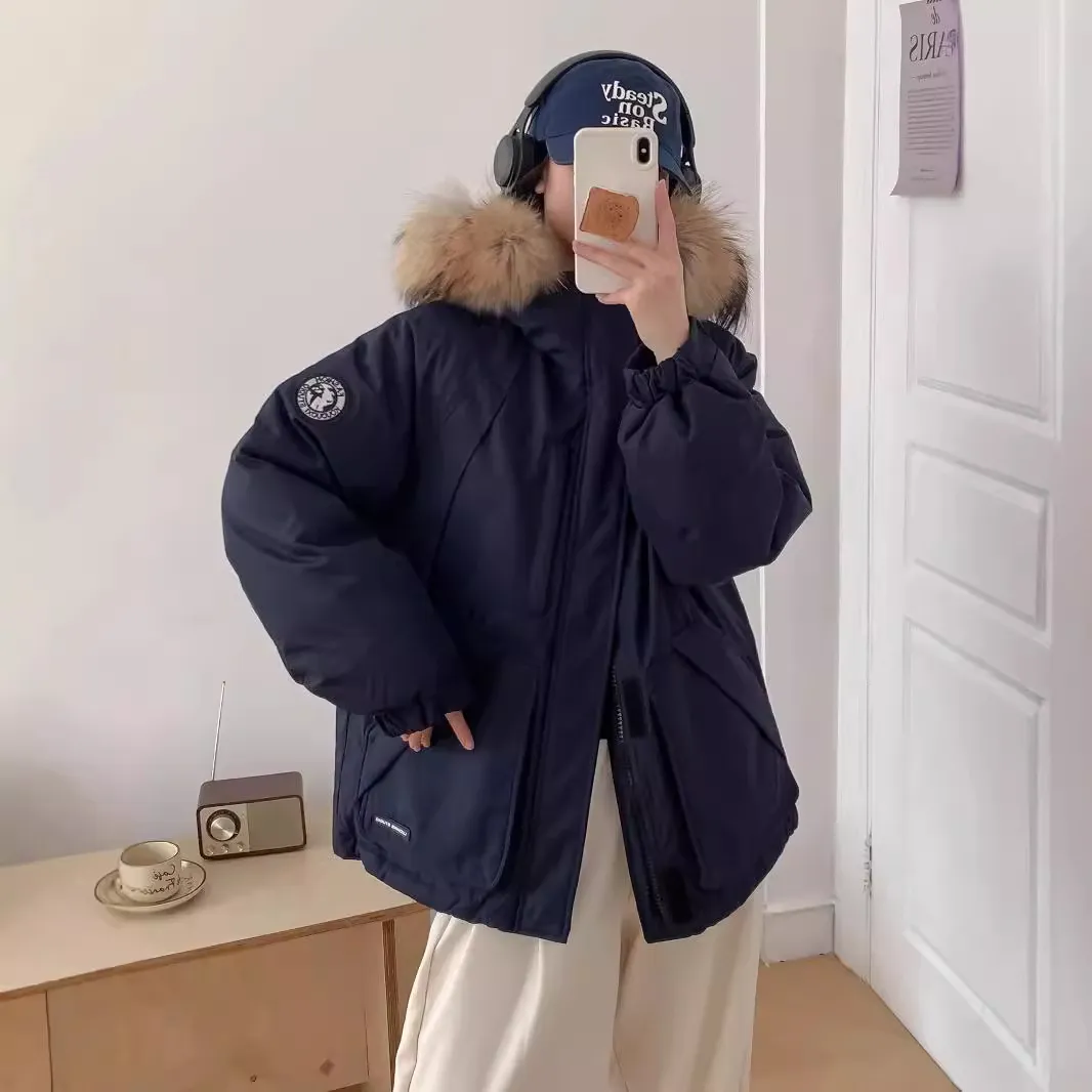 韩版小众工装羽绒服外套