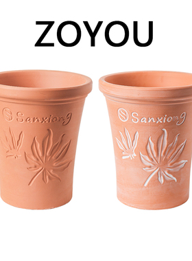 2023新款花盆复古做旧浮雕高瘦红陶土透气客厅庭院阳台简约红泥盆