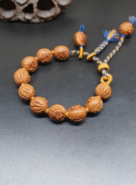 桃核雕刻干枝梅花藏式文玩手串