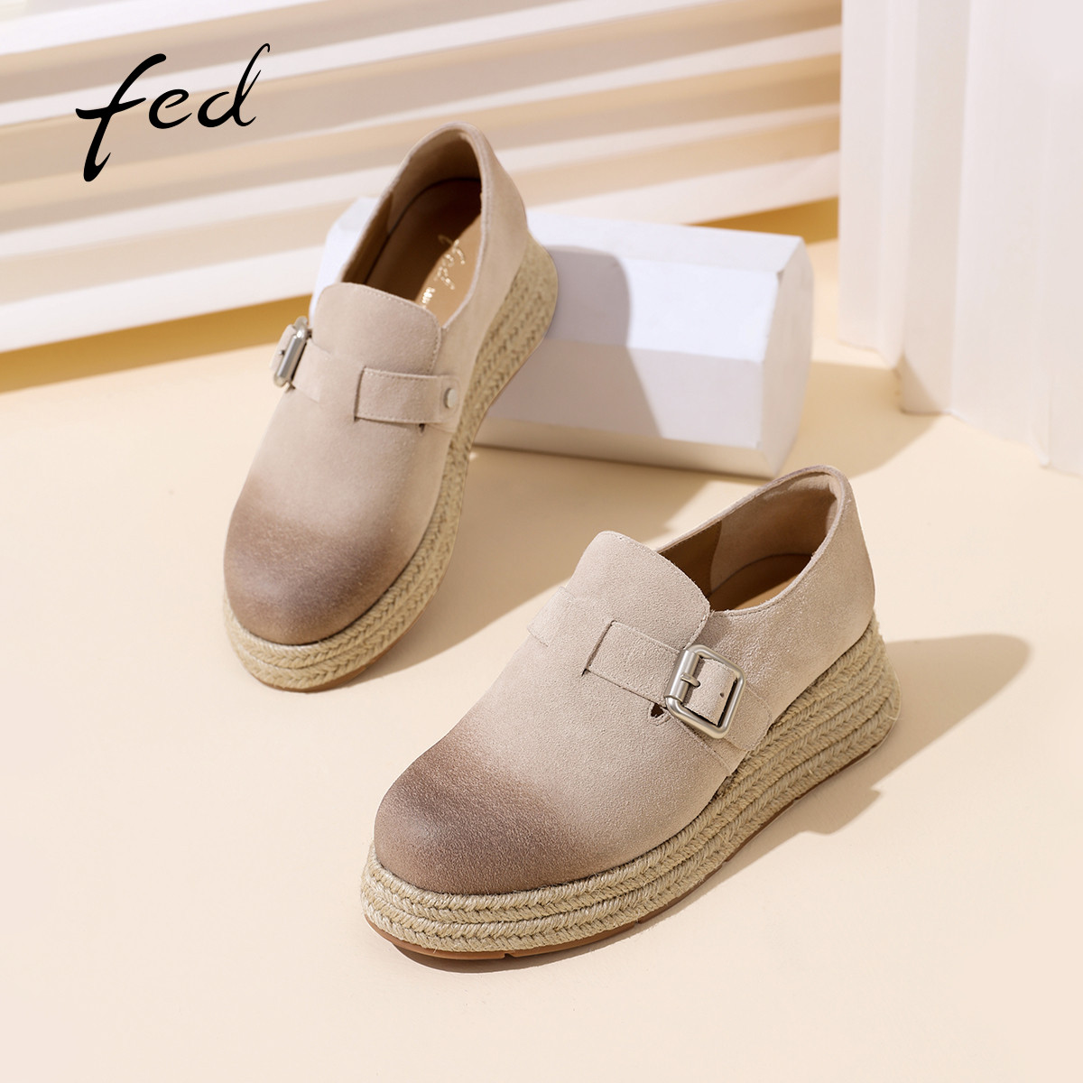 fed复古勃肯鞋春季新款女鞋坡跟单鞋一脚蹬乐福鞋女鞋D1128-ZF250,女鞋,勃肯鞋/软木鞋,淘宝优惠券,粉丝福利购,淘宝优惠卷