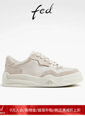 FED轻便板鞋女秋季新款女鞋真皮德训鞋运动休闲鞋女款D0807-YA099
