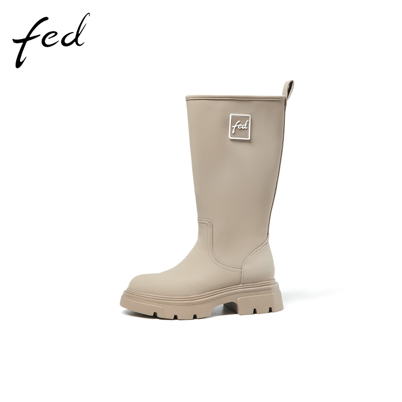 fed牧野猎风秋冬女鞋粗跟厚底靴子女高筒靴猎户靴骑士靴西部靴女
