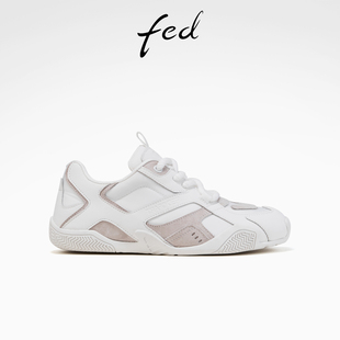 fed羊皮垫女鞋秋季内增高平底休闲运动鞋女户外跑步徒步德训鞋女