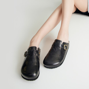 女鞋 平底拖鞋 包头半拖鞋 fed复古穆勒鞋 S0227 新款 女款 ZCA762 春季