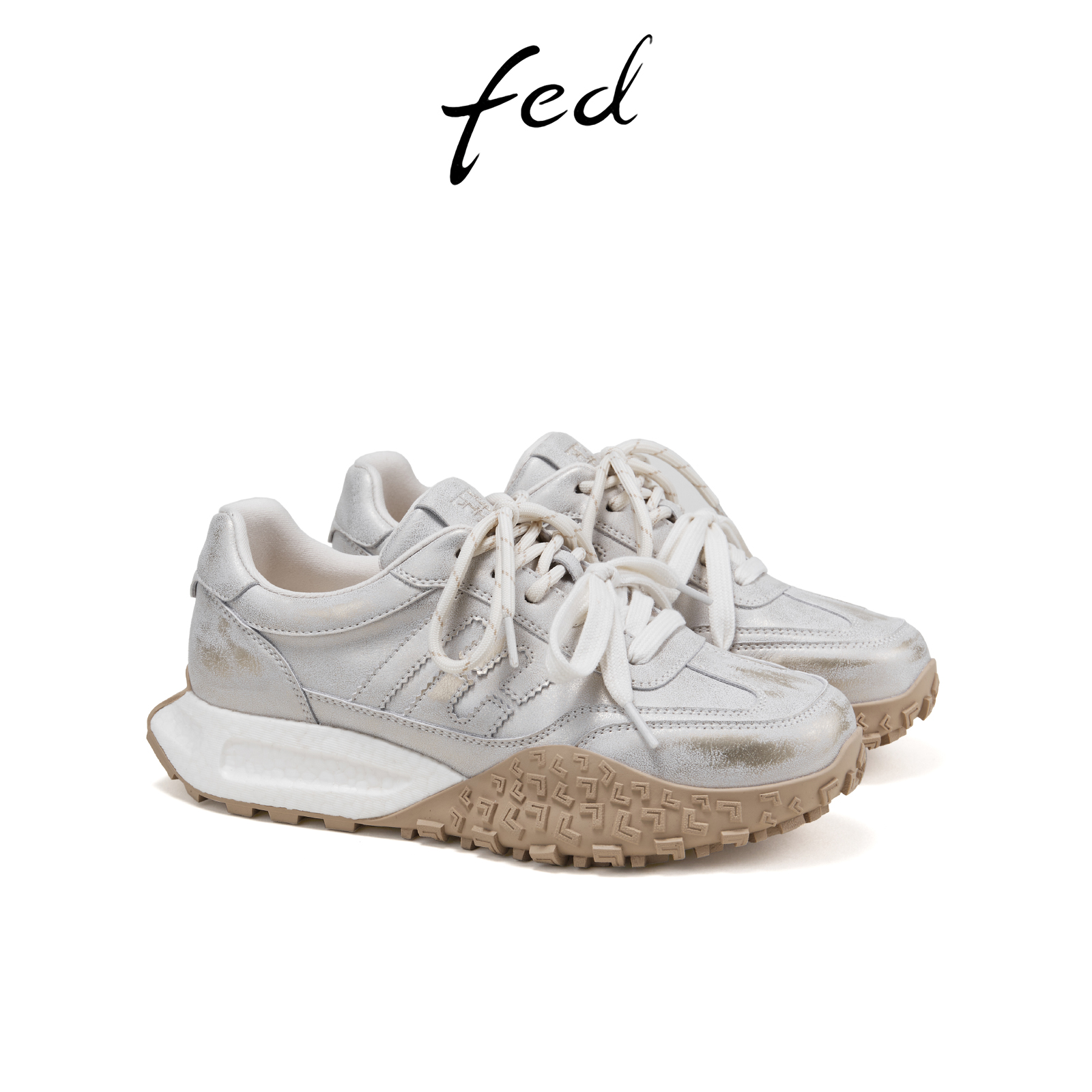 fed轻量运动2025秋季女鞋松糕户外厚底运动休闲鞋女德训老爹鞋女