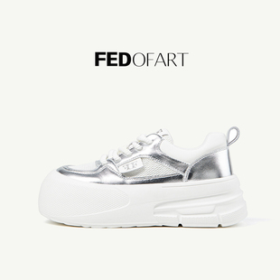 fed自然乐观主义秋季女鞋松糕厚底运动休闲鞋女网面小白鞋板鞋女