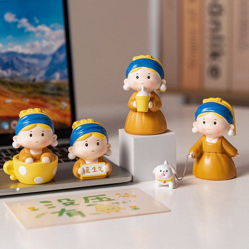 卡通创意珍珠女孩树脂小摆件办公室桌面装饰品女孩生日礼物公仔,珠宝/钻石/翡翠,胸饰,淘宝优惠券,粉丝福利购,淘宝优惠卷
