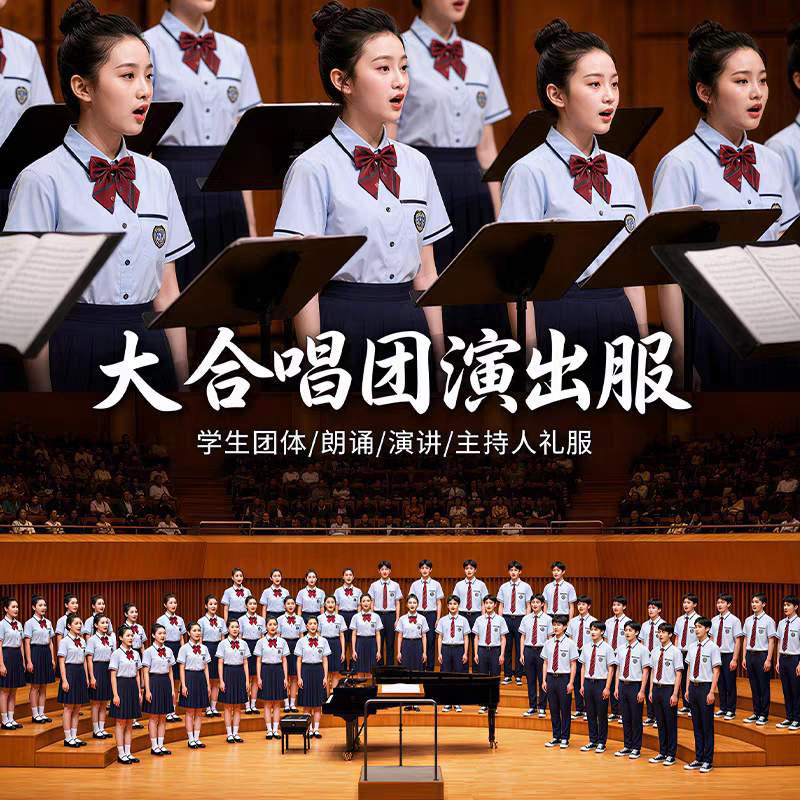 学院风男女同款大合唱演出服元旦学生团体表演套装诗歌朗诵班服