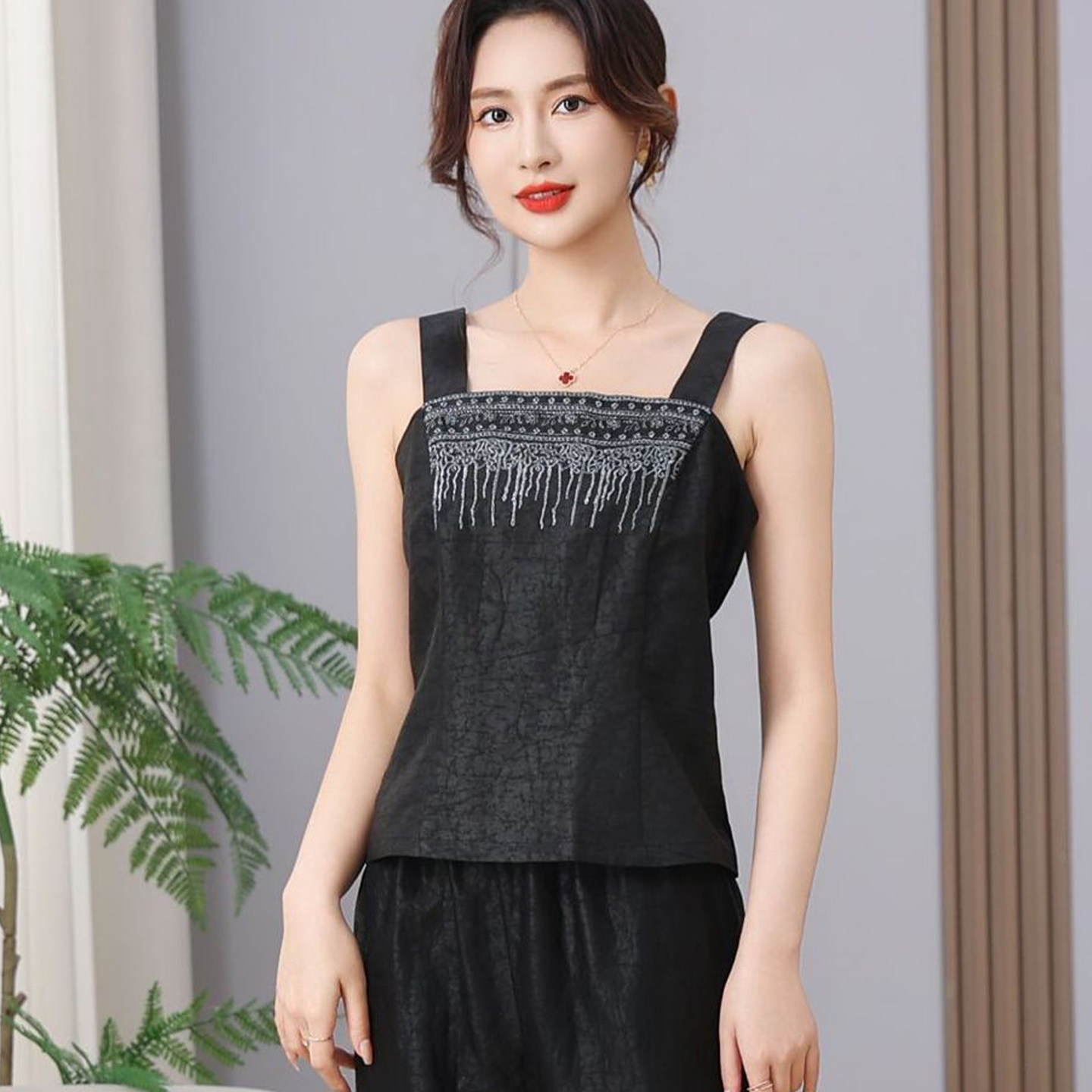 真丝香云纱吊带背心女内搭夏装