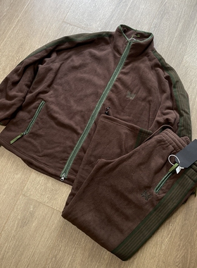 Needles track联名BMS新款蝴蝶刺绣加厚拉链棉服外套休闲运动长裤