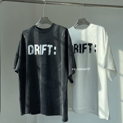 Far Archive DRIFT水洗做旧字母潮牌高街vibe风休闲宽松短袖T恤男