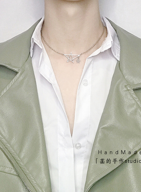 ins风简约六芒星星情侣男锁骨链