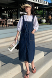 大货已出现货牛仔背带裙夏季学生吊带牛仔连衣裙P105K158，女装连衣裙，铱本正襟