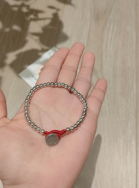 银手链925盘缠手串女宝儿童男平安喜乐本命年新中式红绳编绳银饰